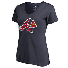 Atlanta Braves Women's Splatter Logo V-Neck T-Shirt - MLB T-shirts