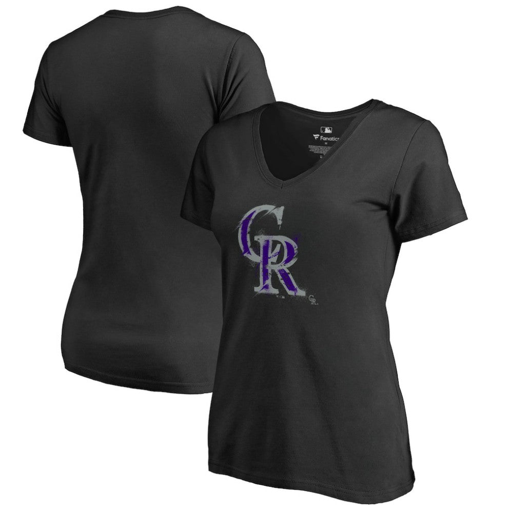 Colorado Rockies Women's Splatter Logo V-Neck T-Shirt - MLB T-shirts