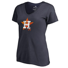 Houston Astros Women's Splatter Logo V-Neck T-Shirt - MLB T-shirts