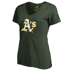 Athletics Women's Splatter Logo V-Neck T-Shirt - MLB T-shirts