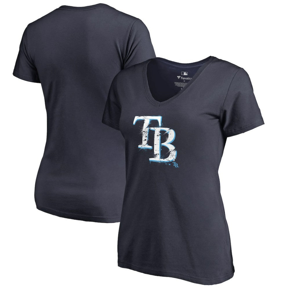 Tampa Bay Rays Women's Splatter Logo V-Neck T-Shirt - MLB T-shirts