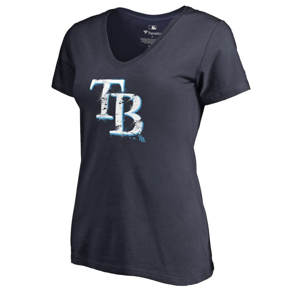 Tampa Bay Rays Women's Splatter Logo V-Neck T-Shirt - MLB T-shirts