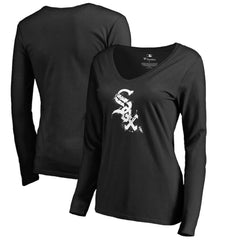 Chicago White Sox Women's Splatter Logo Long Sleeve V-Neck T-Shirt - MLB T-shirts