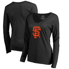 San Francisco Giants Women's Splatter Logo Long Sleeve V-Neck T-Shirt - MLB T-shirts