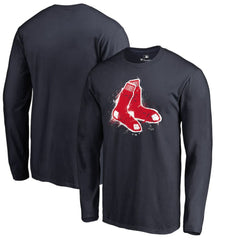 Boston Red Sox Splatter Logo Long Sleeve T-Shirt - MLB T-shirts