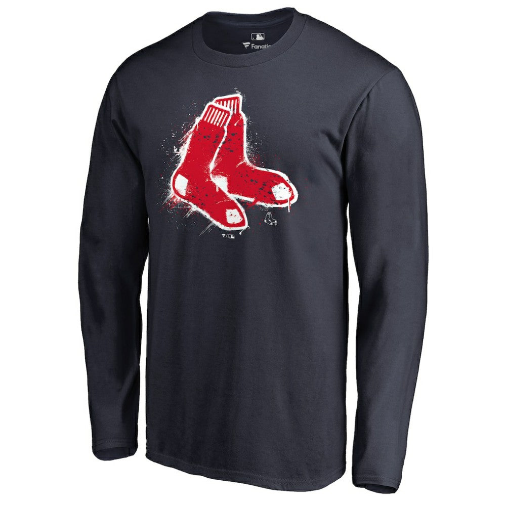Boston Red Sox Splatter Logo Long Sleeve T-Shirt - MLB T-shirts
