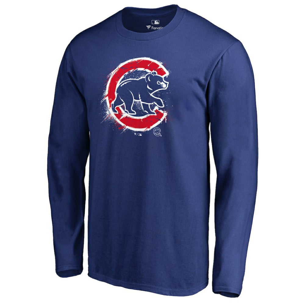 Chicago Cubs Splatter Logo Long Sleeve T-Shirt - MLB T-shirts