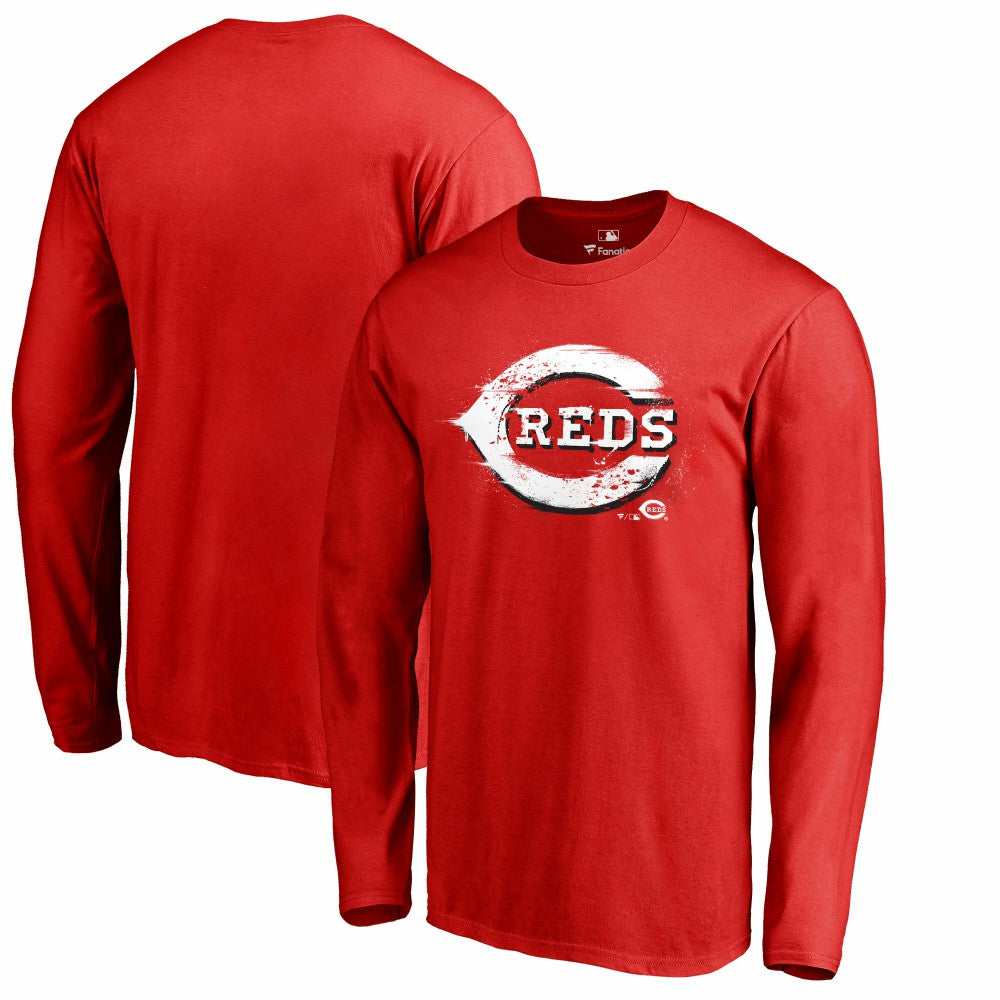 Cincinnati Reds Splatter Logo Long Sleeve T-Shirt - MLB T-shirts