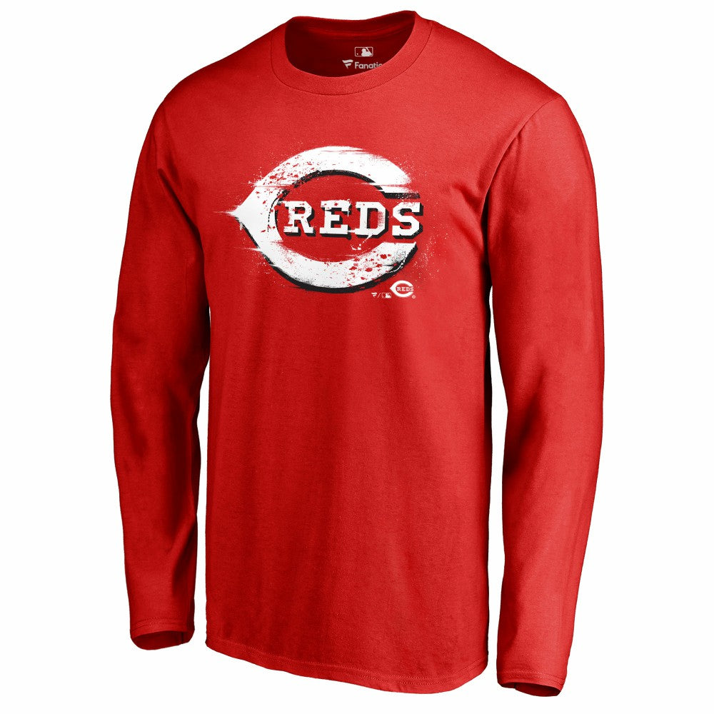 Cincinnati Reds Splatter Logo Long Sleeve T-Shirt - MLB T-shirts