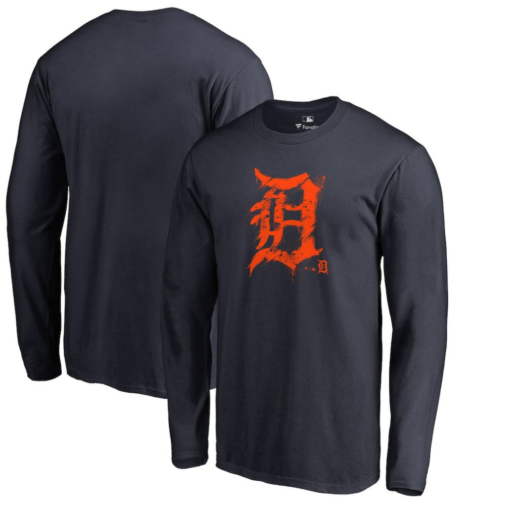 Detroit Tigers Splatter Logo Long Sleeve T-Shirt - MLB T-shirts