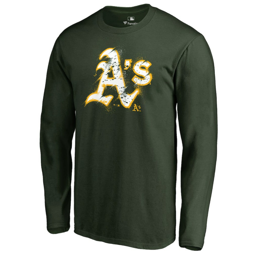 Athletics Splatter Logo Long Sleeve T-Shirt - MLB T-shirts
