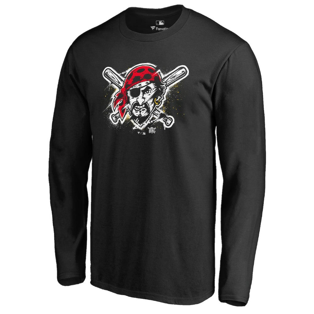 Pittsburgh Pirates Splatter Logo Long Sleeve T-Shirt - MLB T-shirts
