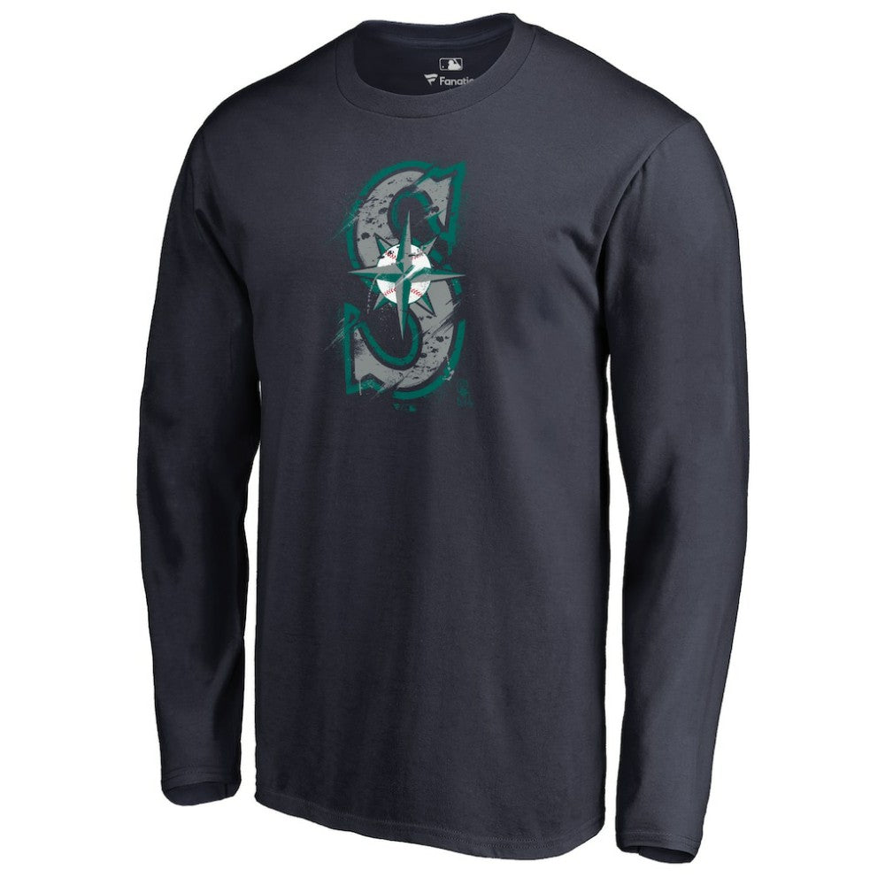 Seattle Mariners Splatter Logo Long Sleeve T-Shirt - MLB T-shirts