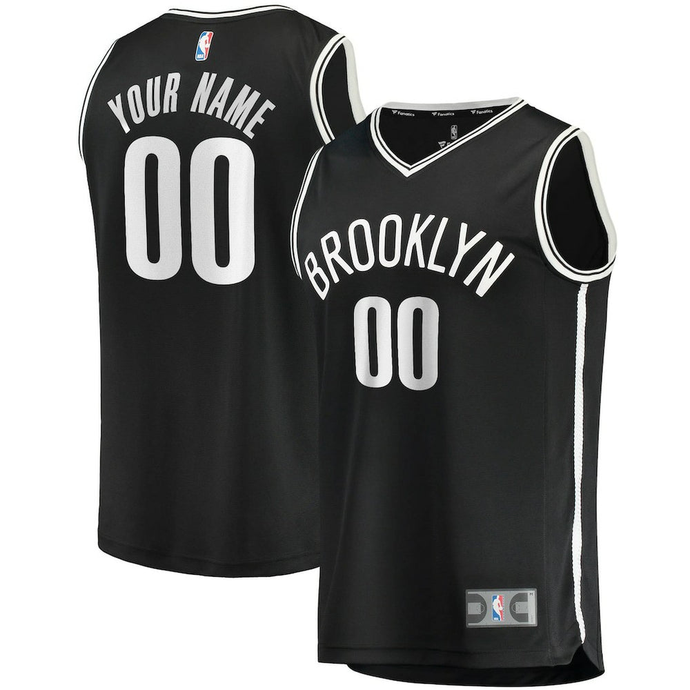 Icon Edition Brooklyn Nets Fast Break Custom Replica Jersey Black | NBA