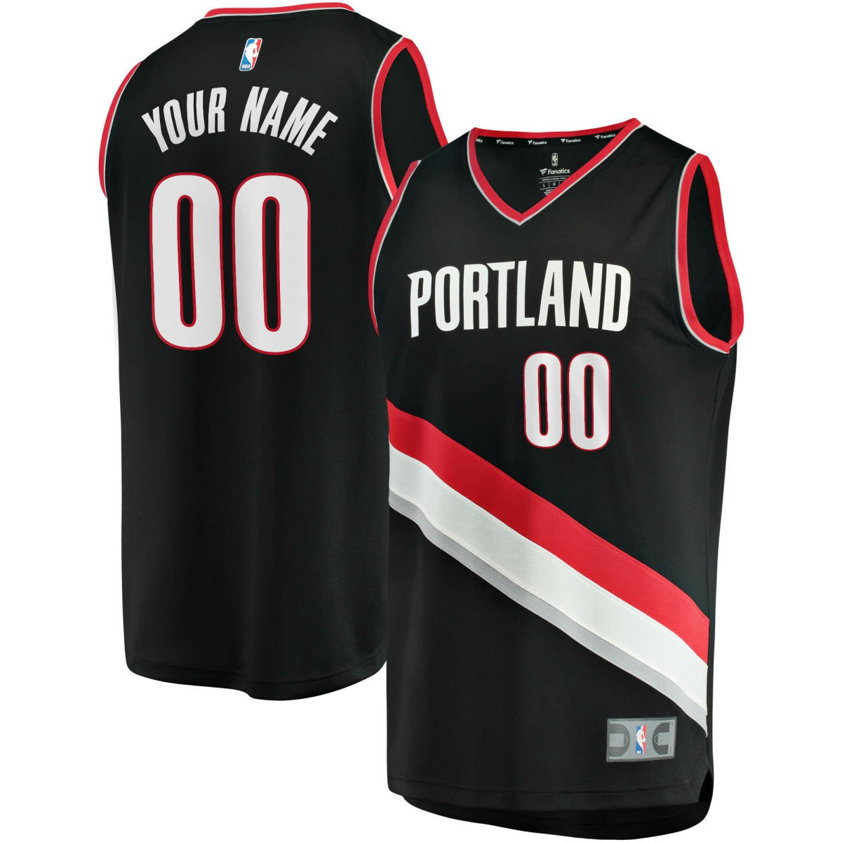Icon Edition Portland Trail Blazers Fast Break Custom Replica Jersey Black | NBA