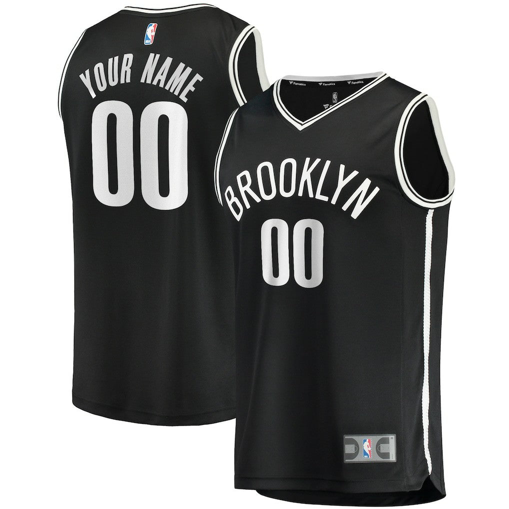 Icon Edition Brooklyn Nets Youth Fast Break Custom Replica Jersey Black | NBA