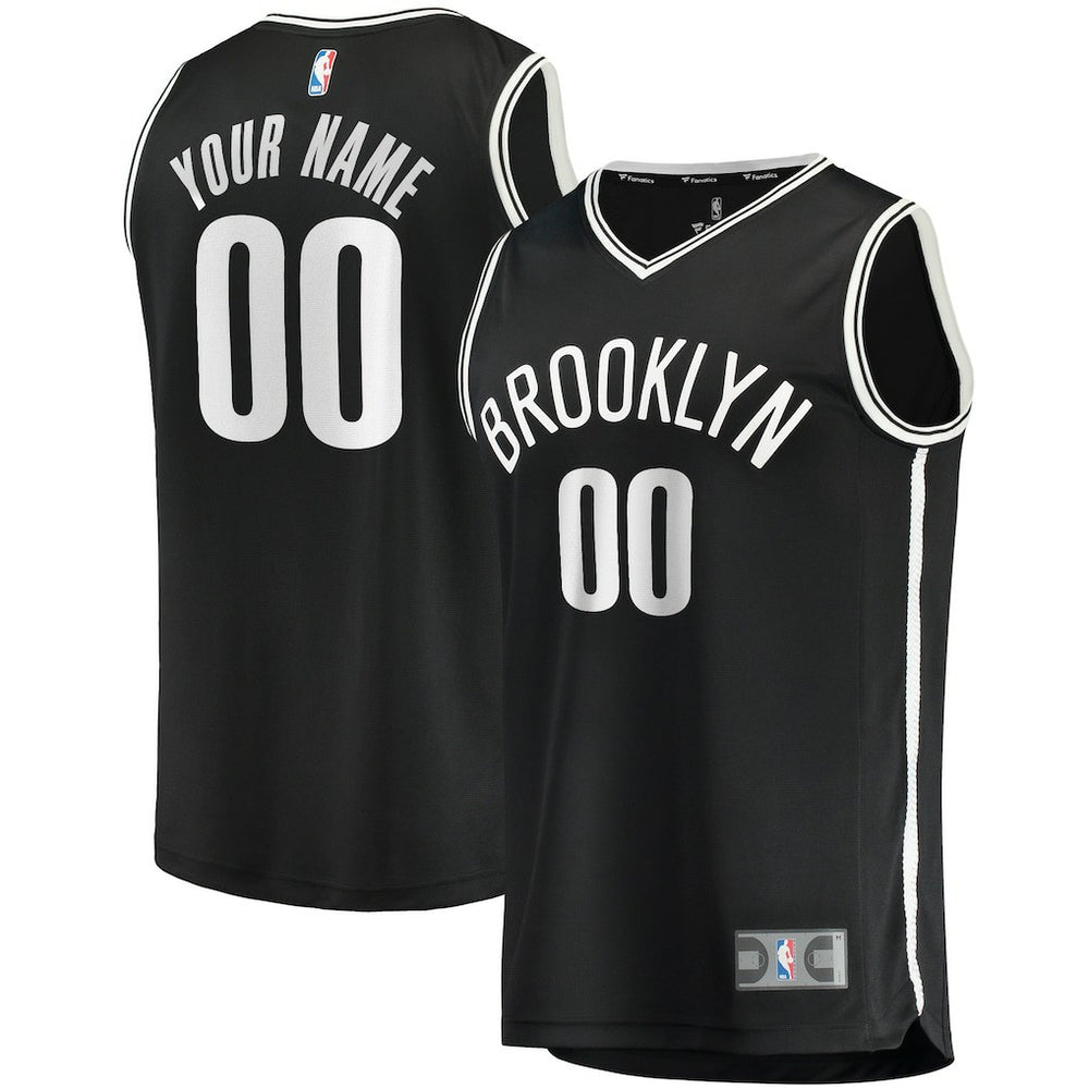 Icon Edition Brooklyn Nets Youth Fast Break Custom Replica Jersey Black | NBA