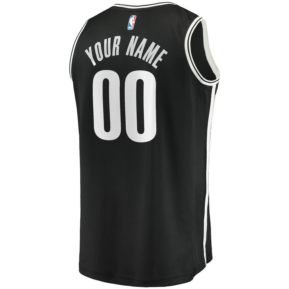 Icon Edition Brooklyn Nets Youth Fast Break Custom Replica Jersey Black | NBA