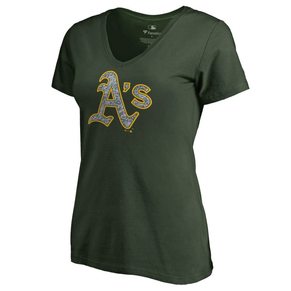 Athletics Women's Static Logo V-Neck T-Shirt - MLB T-shirts