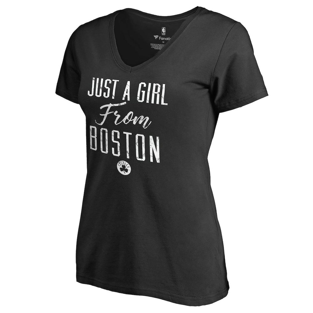 Black Boston Celtics Women's Just a Girl V-Neck T-Shirt | NBA