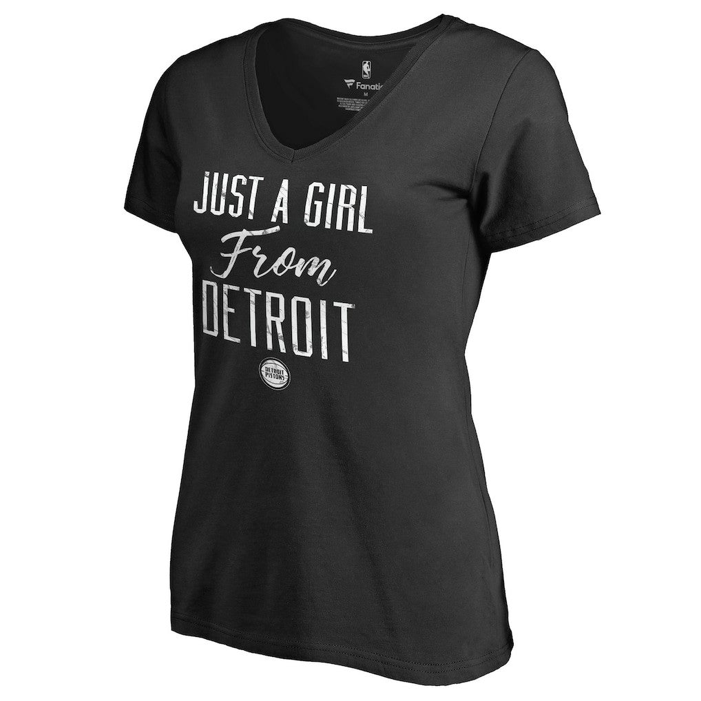 Black Detroit Pistons Women's Just a Girl V-Neck T-Shirt sale | NBA