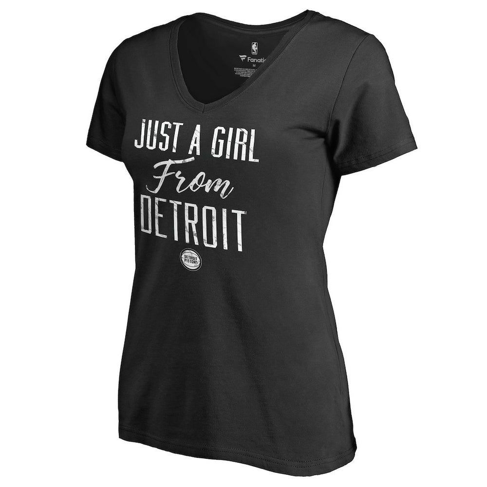 Black Detroit Pistons Women's Just a Girl V-Neck T-Shirt sale | NBA