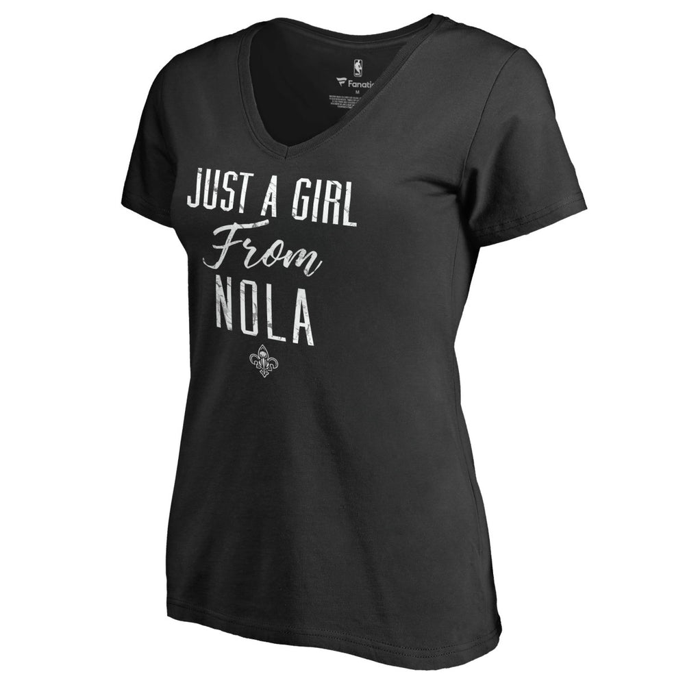 Black New Orleans Pelicans Women's Just a Girl V-Neck T-Shirt | NBA