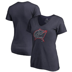 Columbus Blue Jackets Women's Static Logo V-Neck T-Shirt -  NHL T-shirts