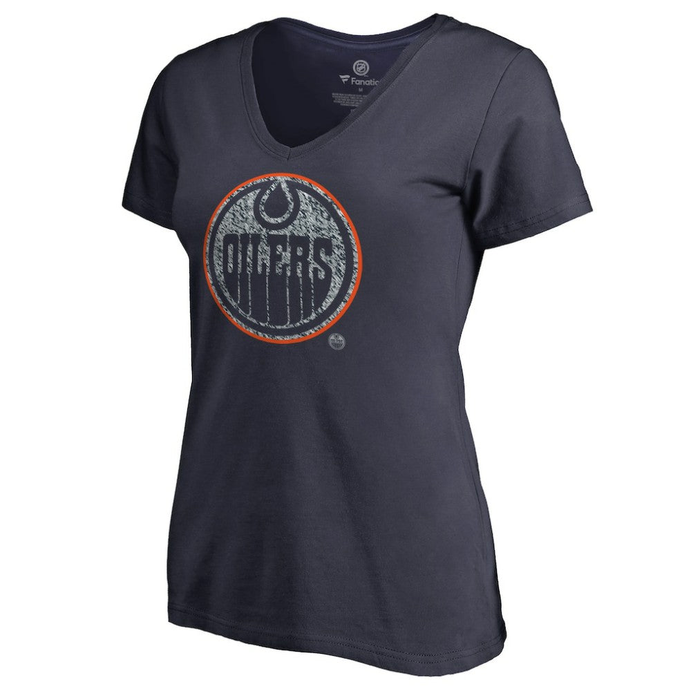 Edmonton Oilers Women's Static Logo V-Neck T-Shirt -  NHL T-shirts
