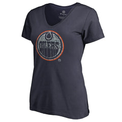 Edmonton Oilers Women's Static Logo V-Neck T-Shirt -  NHL T-shirts