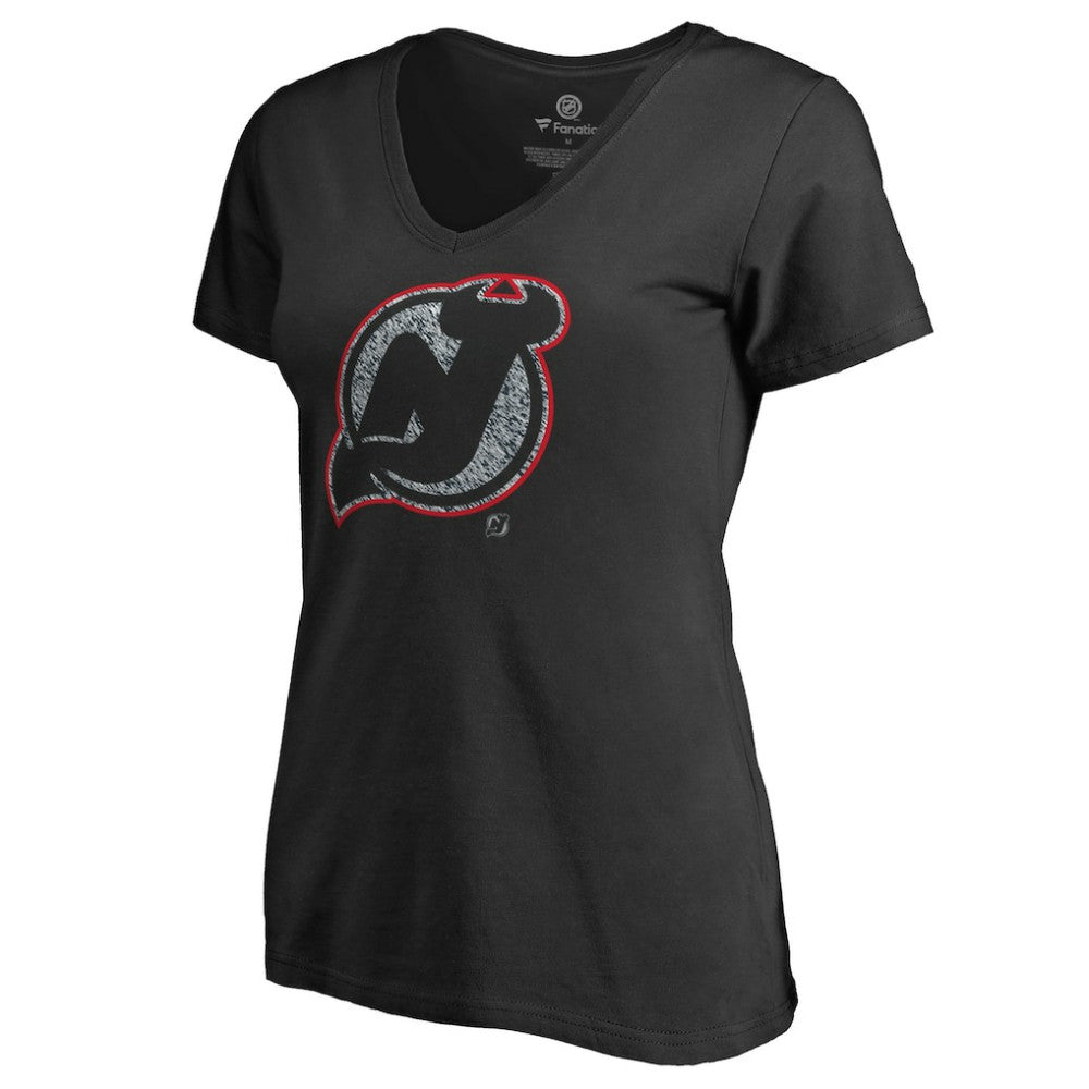 New Jersey Devils Women's Static Logo V-Neck T-Shirt -  NHL T-shirts