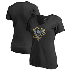 Pittsburgh Penguins Women's Static Logo V-Neck T-Shirt -  NHL T-shirts