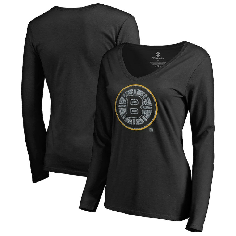Boston Bruins Women's Static Logo Long Sleeve V-Neck T-Shirt -  NHL T-shirts