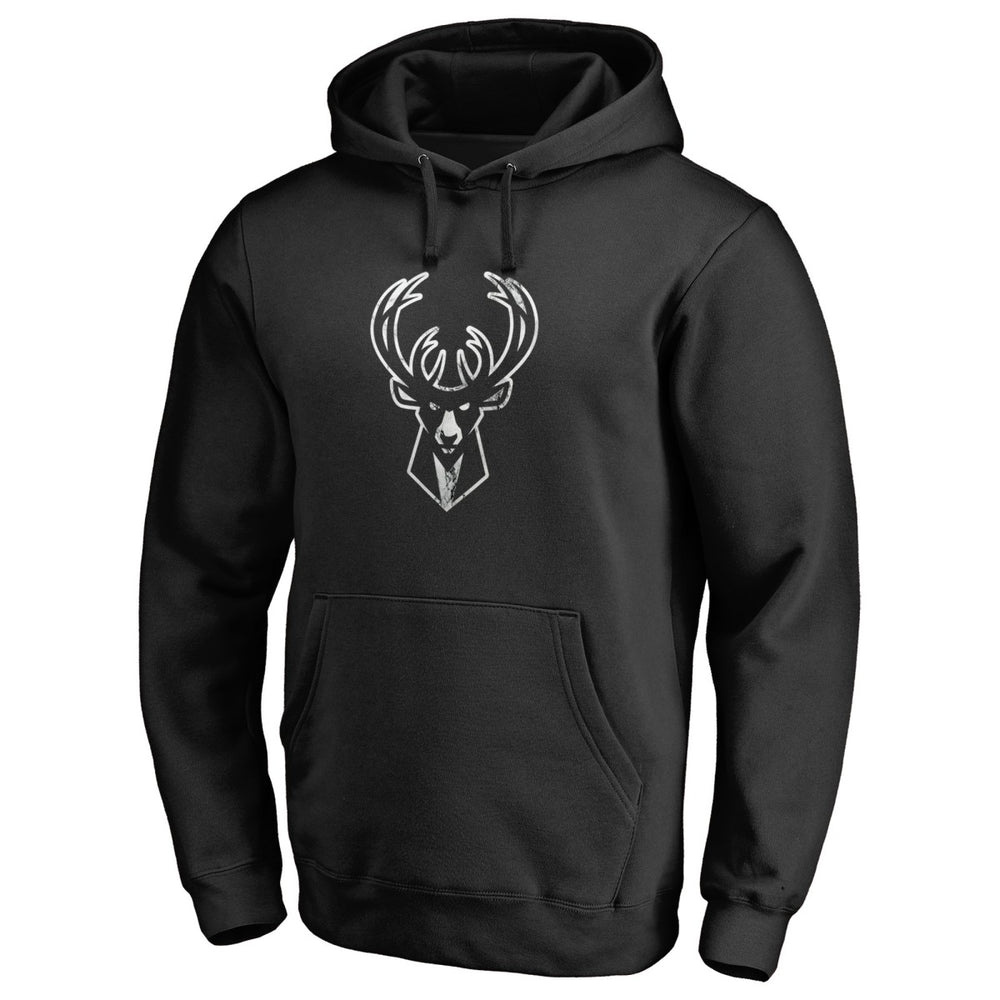 Black Milwaukee Bucks Marble Logo Pullover Hoodie | NBA