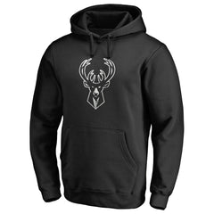 Black Milwaukee Bucks Marble Logo Pullover Hoodie | NBA