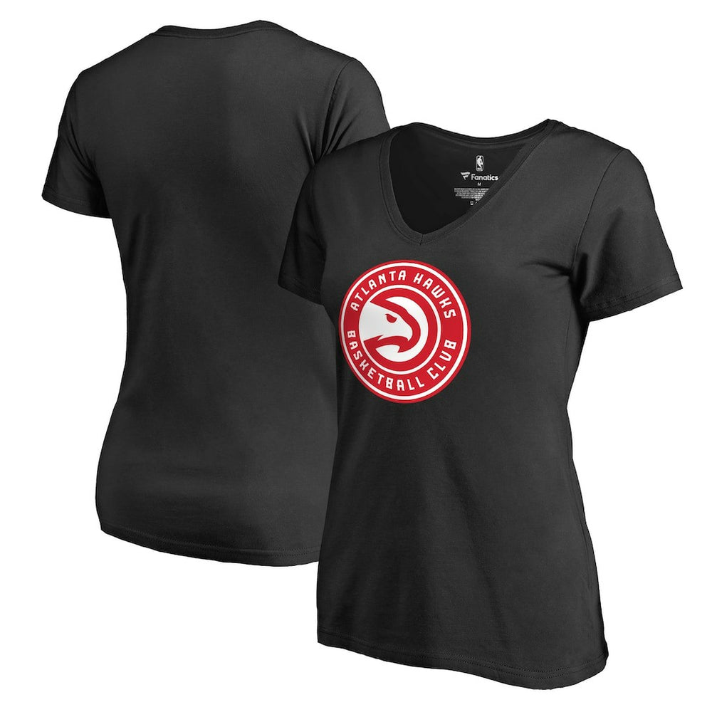 Black Atlanta Hawks Women's Primary Logo V-Neck T-Shirt | NBA