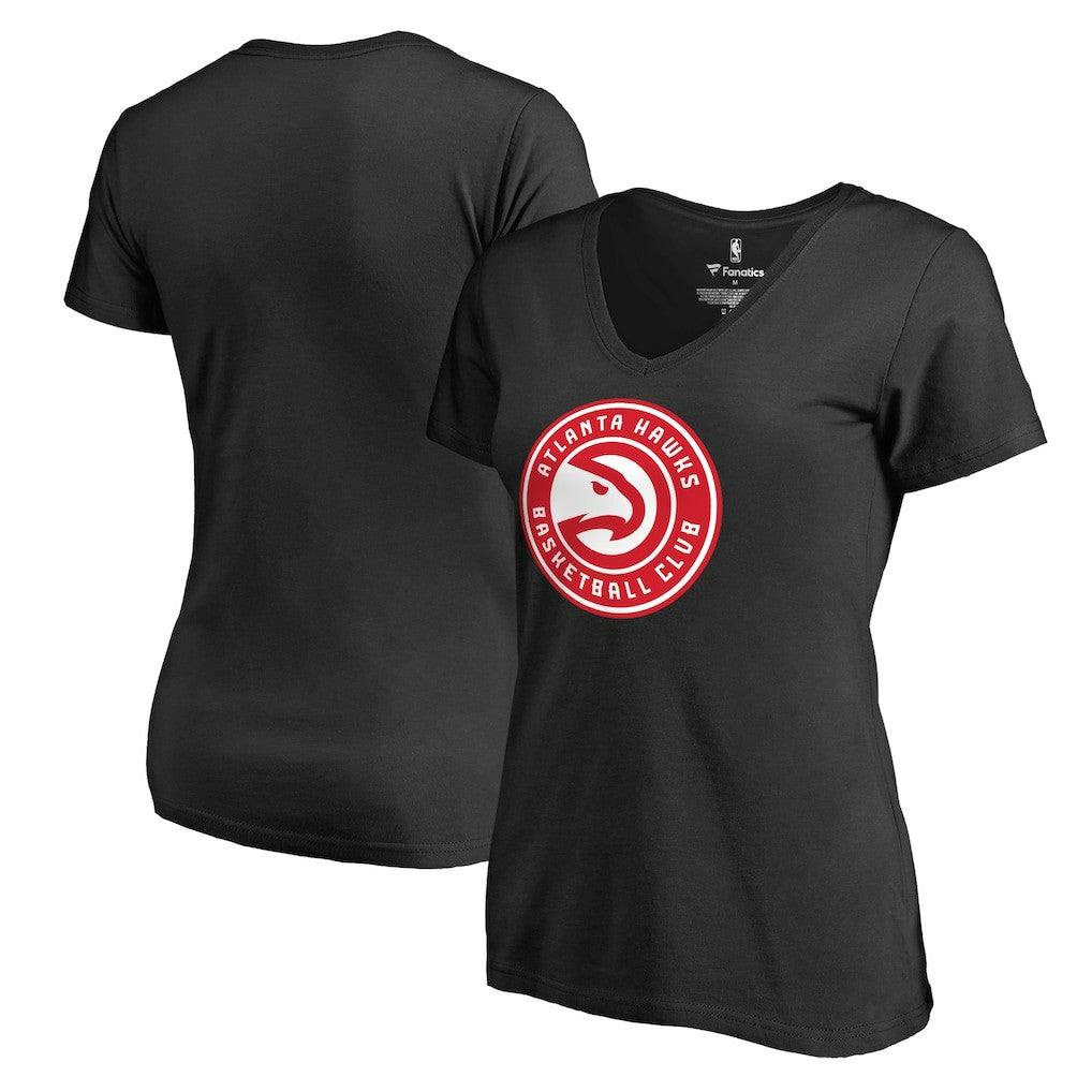 Black Atlanta Hawks Women's Primary Logo V-Neck T-Shirt | NBA