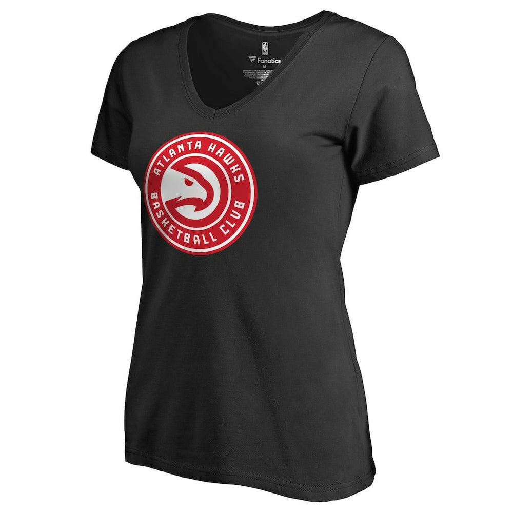 Black Atlanta Hawks Women's Primary Logo V-Neck T-Shirt | NBA