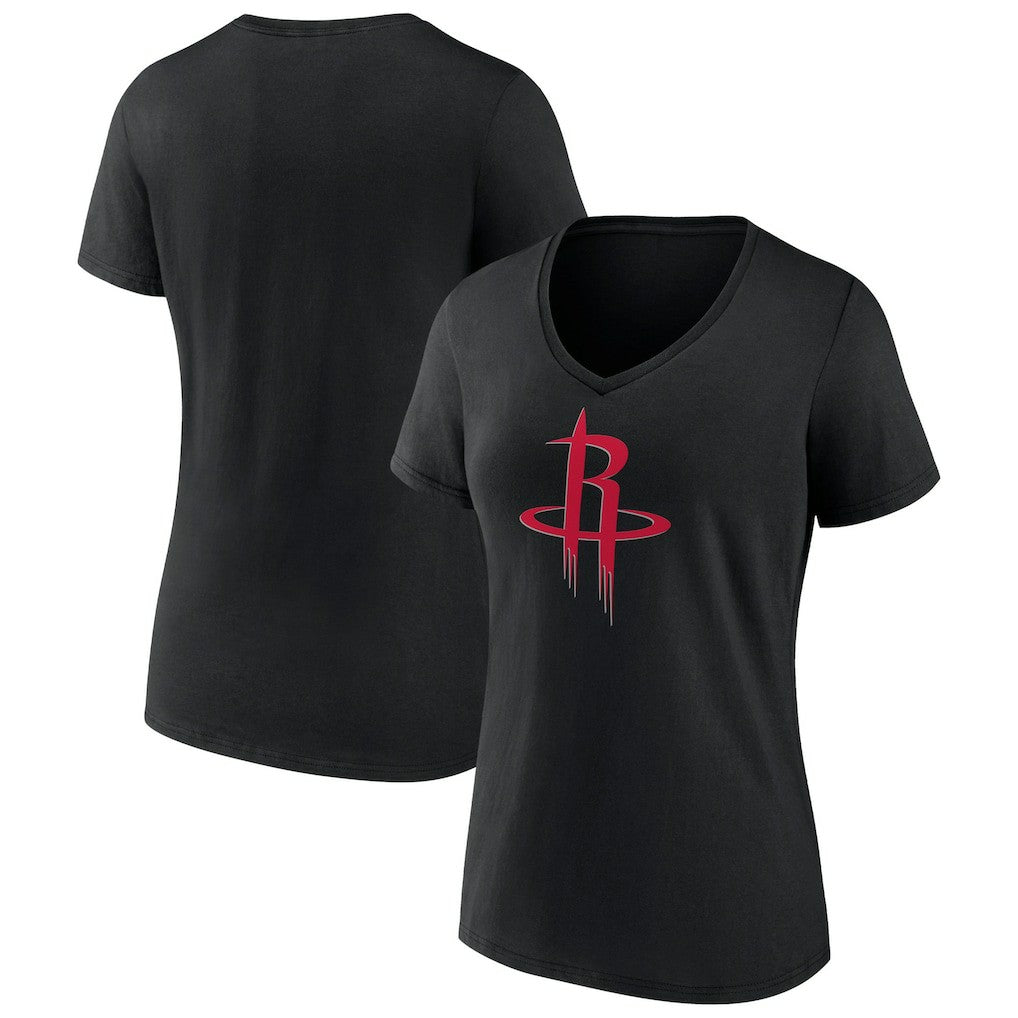 Black Houston Rockets Women's Primary Logo V-Neck T-Shirt sale | NBA