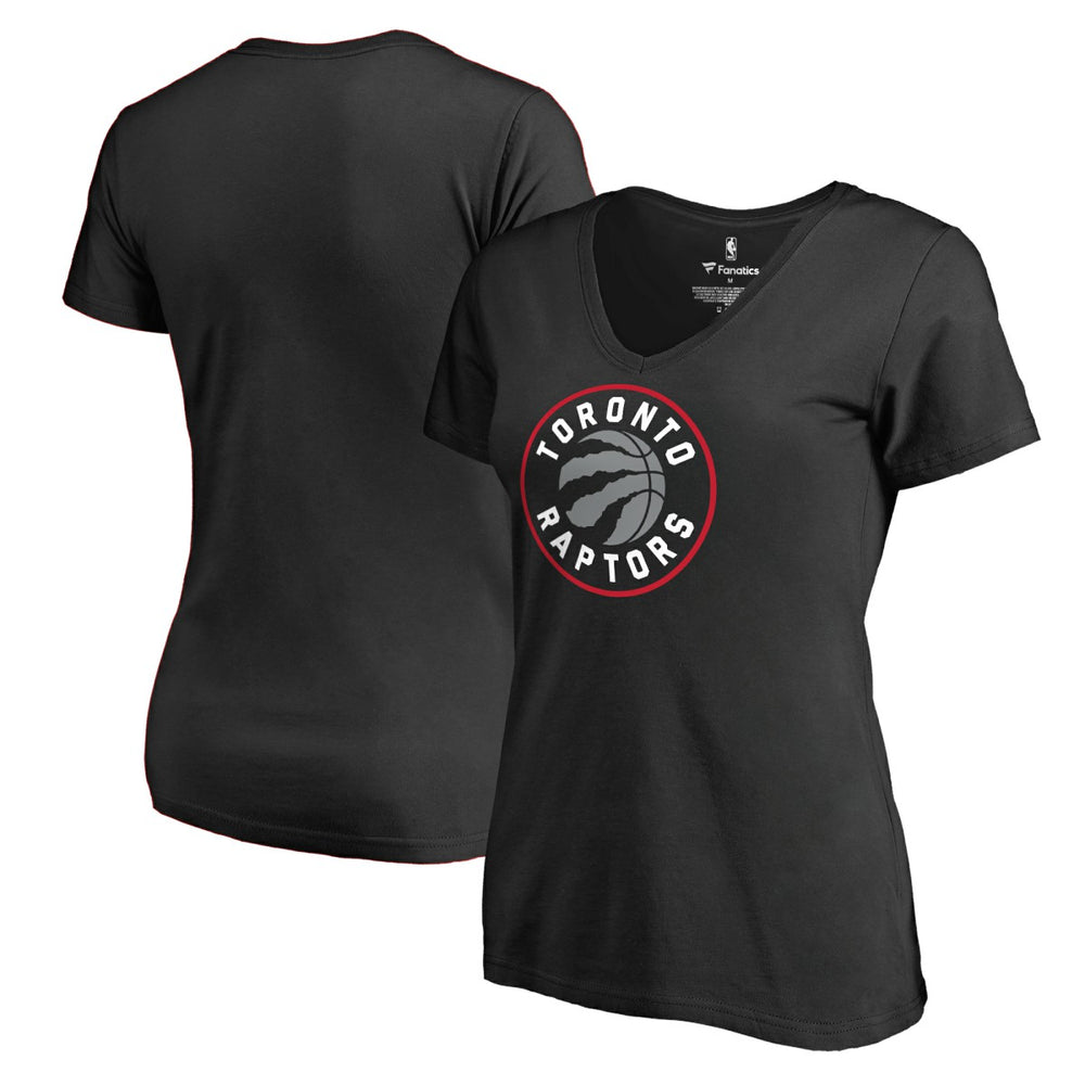 Black Toronto Raptors Women's Primary Logo V-Neck T-Shirt | NBA