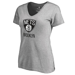Ash Brooklyn Nets Women's Primary Logo V-Neck T-Shirt | NBA