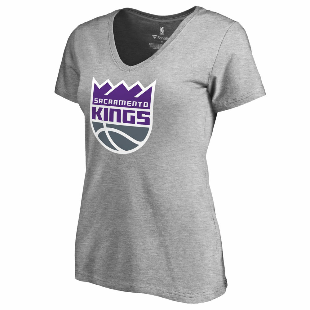 Ash Sacramento Kings Women's Primary Logo V-Neck T-Shirt | NBA