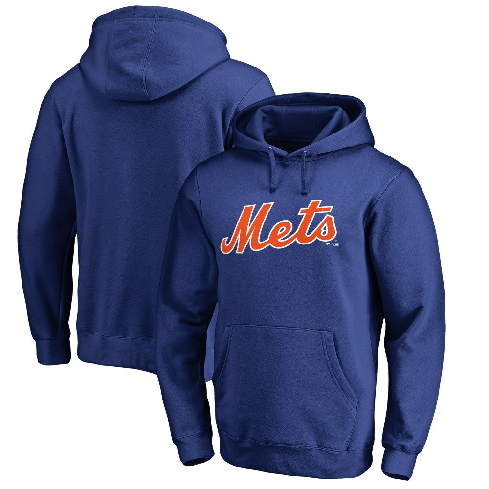 New York Mets Official Wordmark Fitted Pullover Hoodie - MLB Hoodies