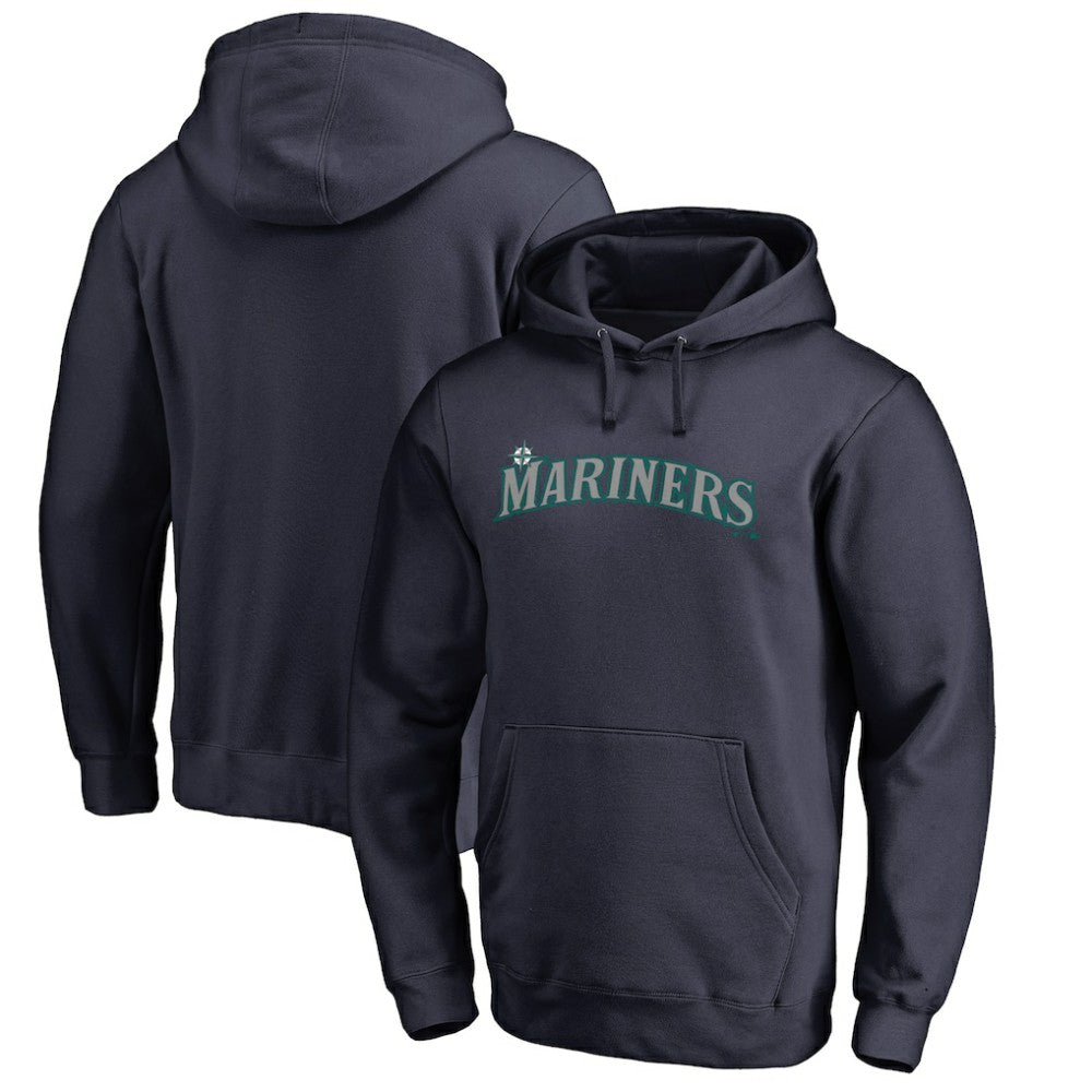 Seattle Mariners Official Wordmark Fitted Pullover Hoodie - MLB Hoodies