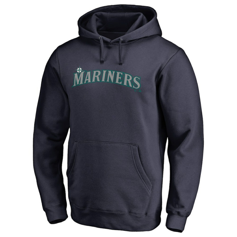 Seattle Mariners Official Wordmark Fitted Pullover Hoodie - MLB Hoodies