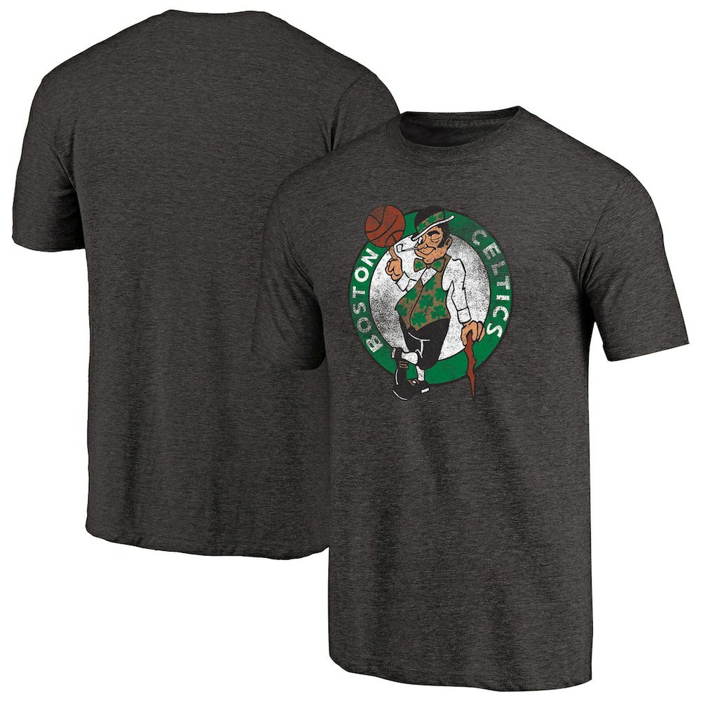 Black Boston Celtics Distressed Logo Tri-Blend T-Shirt | NBA