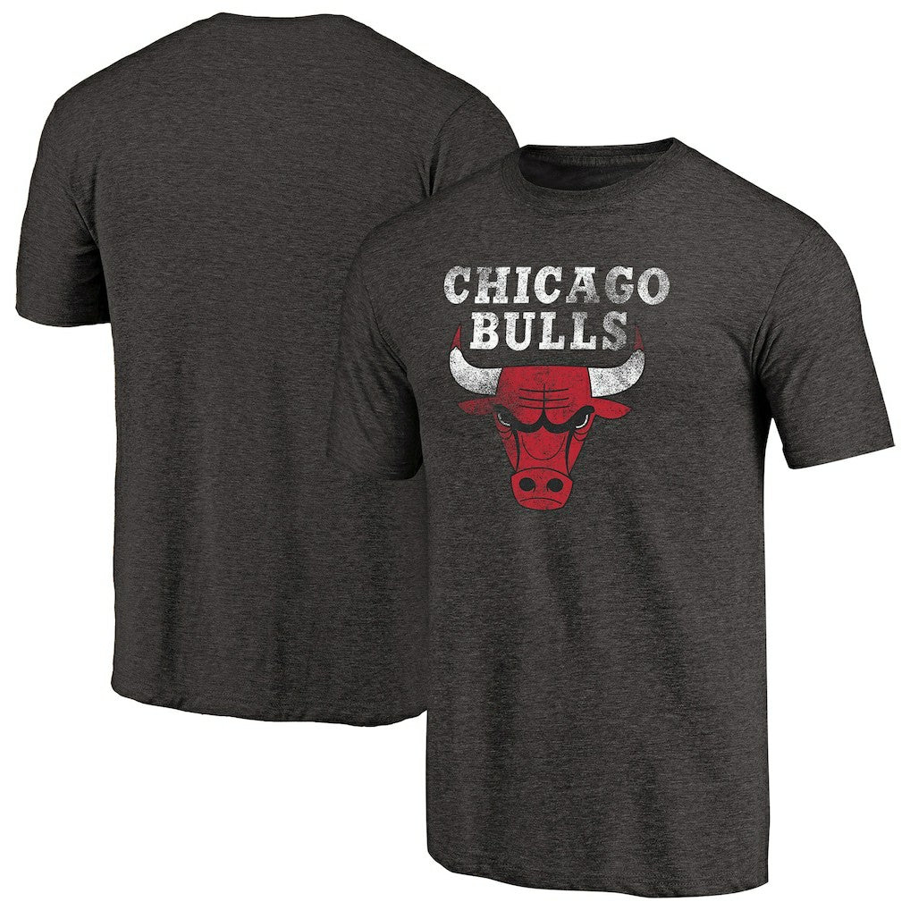 Black Chicago Bulls Distressed Logo Tri-Blend T-Shirt sale | NBA