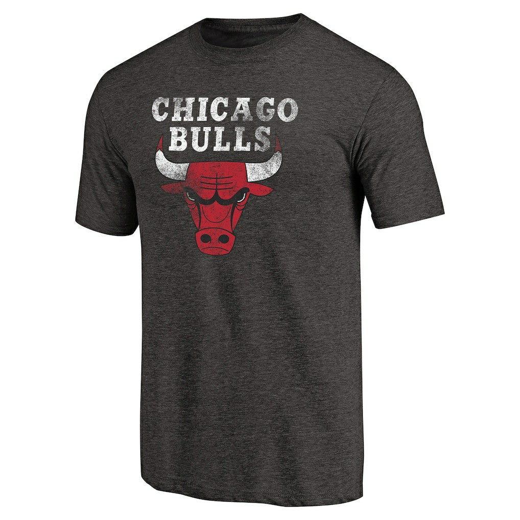 Black Chicago Bulls Distressed Logo Tri-Blend T-Shirt sale | NBA