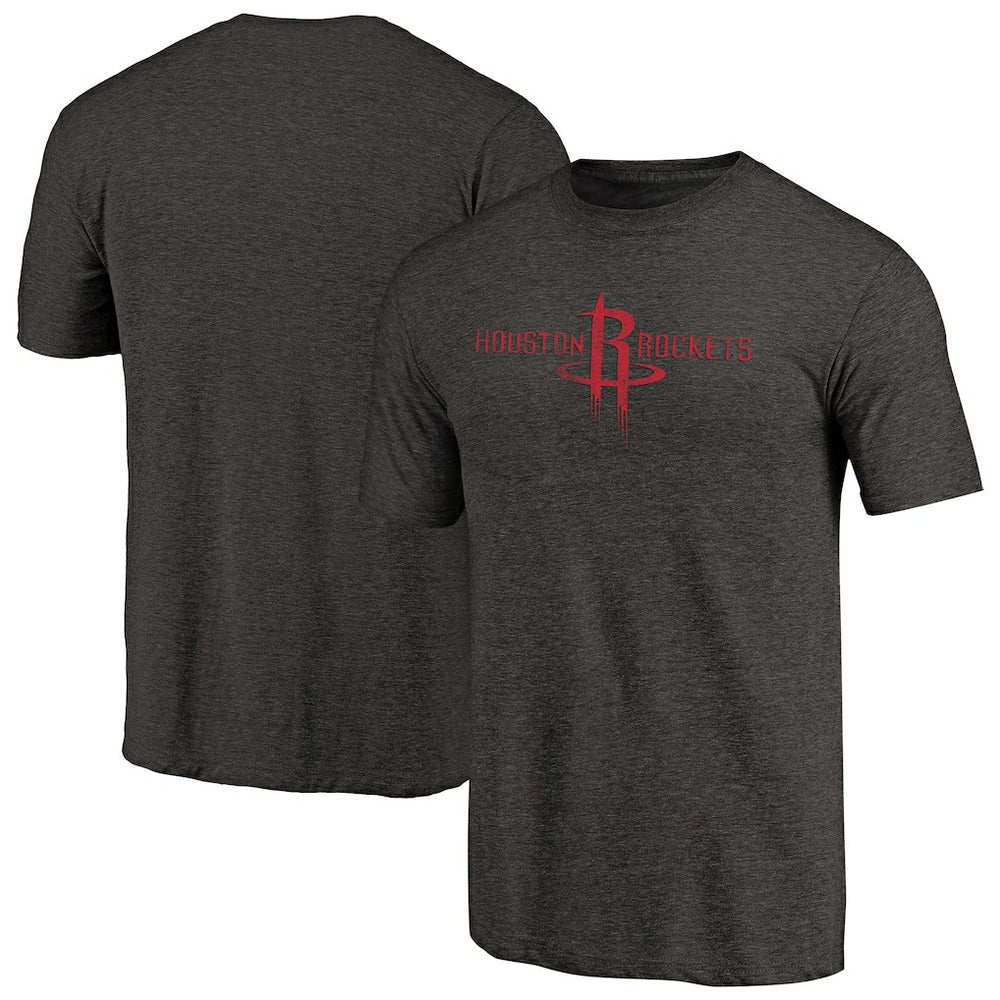 Black Houston Rockets Distressed Logo Tri-Blend T-Shirt | NBA