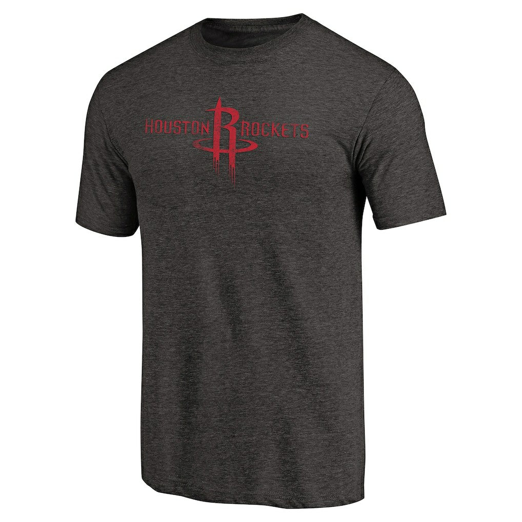 Black Houston Rockets Distressed Logo Tri-Blend T-Shirt | NBA